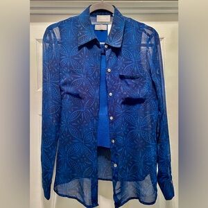 Liz Claiborne Blue Casual Button Down Shirt
